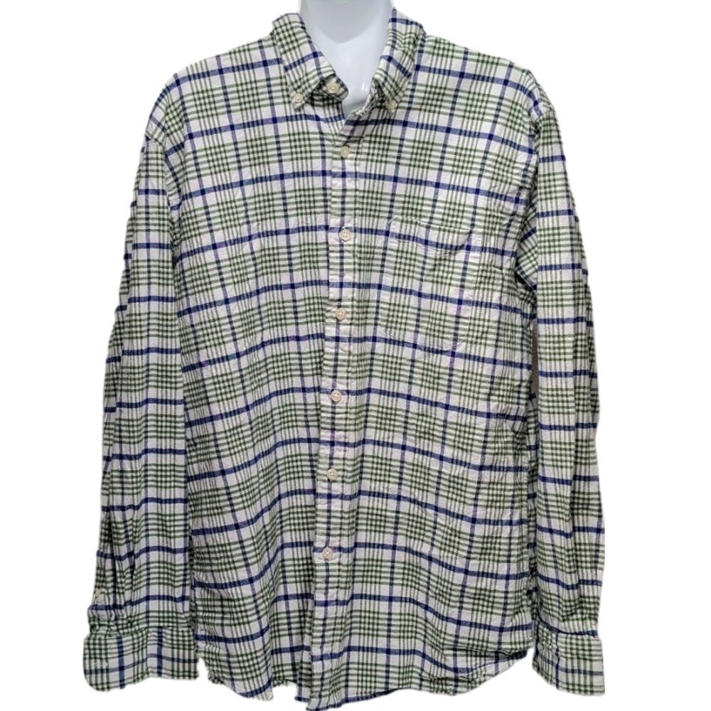 Saddlebred Blue and Green Flannel Long Sleeve Button Down Shirt - XXL